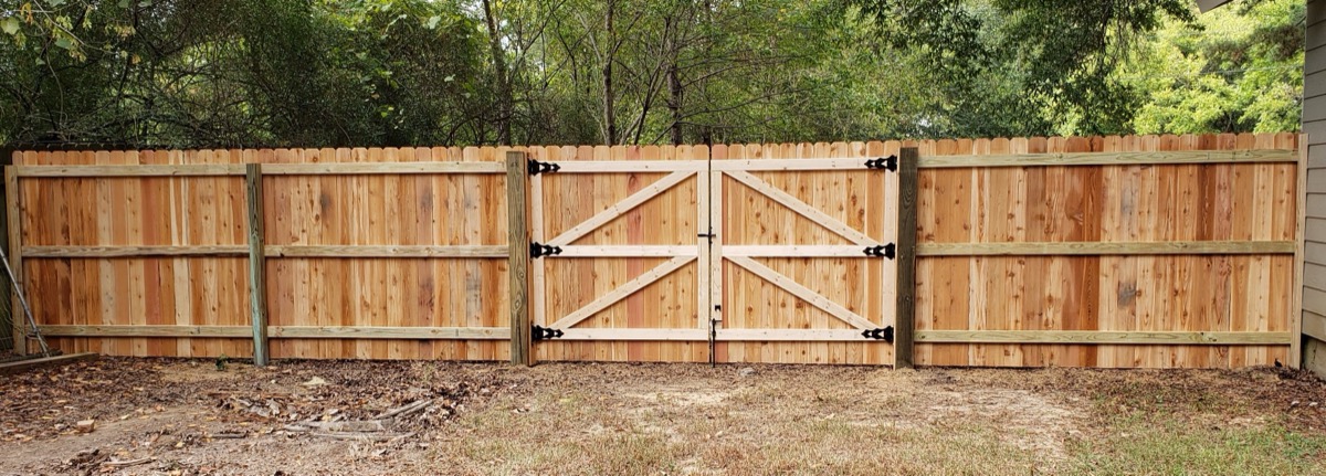 Double gate back view showing cross-brace framing and construction quality